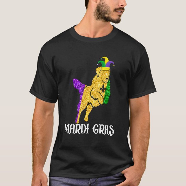 Camiseta Cute Golden Retriever Dog Lover Mardi Gras Party J (Frente)