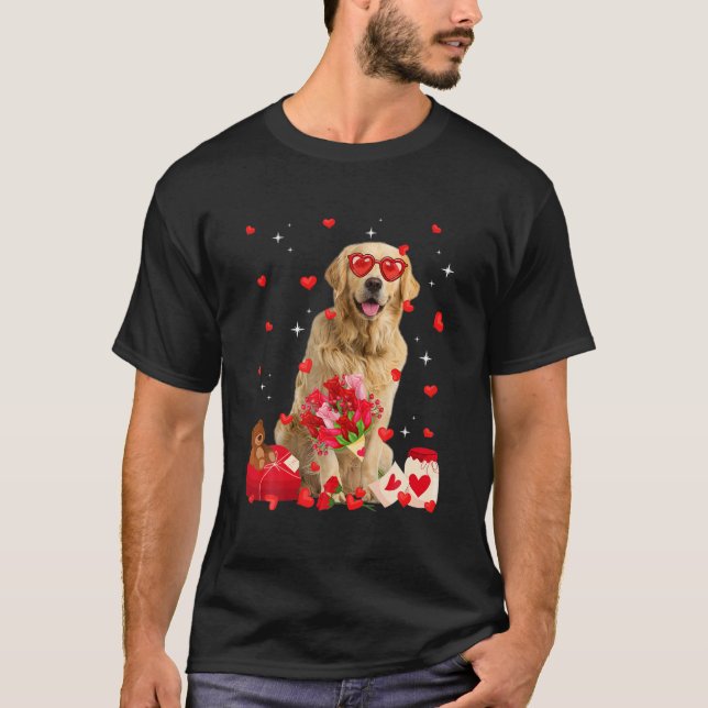 Camiseta Cute Golden Retriever Dog Valentine Fun Dog Dad Do (Frente)