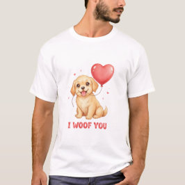 Camiseta Cute Golden Retriever Puppy I Woof You Valentine 