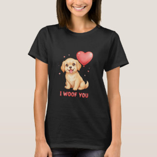Camiseta Cute Golden Retriever Puppy I Woof You Valentine 