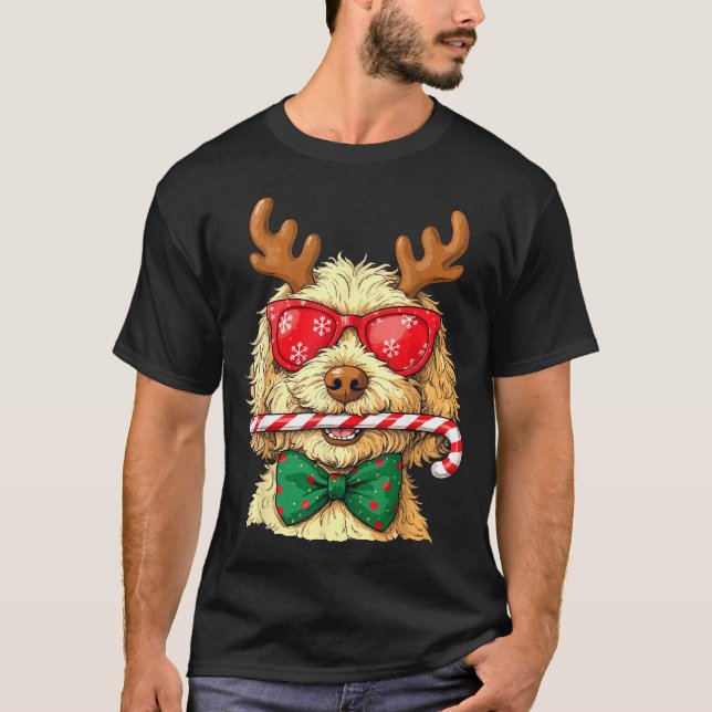 Camiseta Cute Goldendoodle Dogs Christmas Lights Golden Doo (Frente)