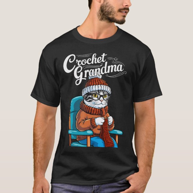 Camiseta Cute Grandma Cat Crochet Crochet Nana Grandma Knit (Frente)
