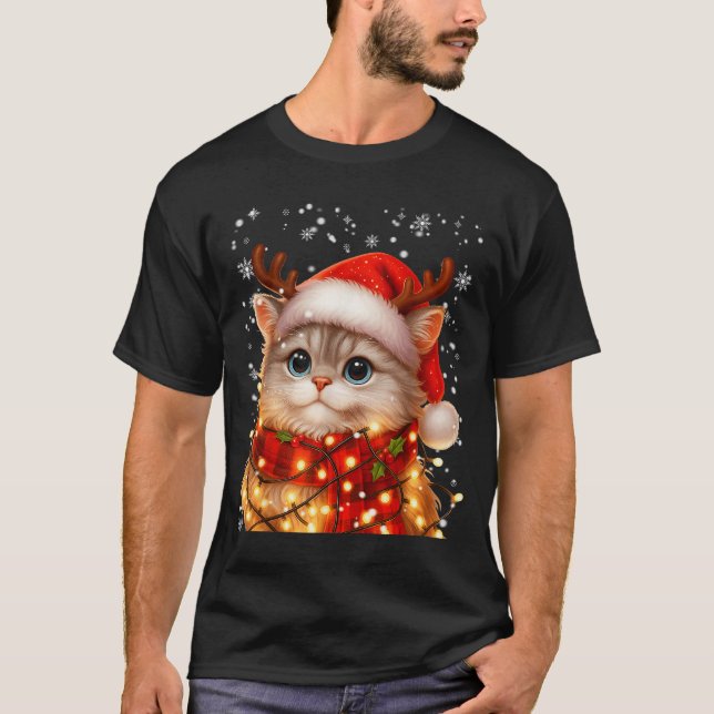 Camiseta Cute Graphic Cat Pajamas Pjs Christmas Xmas Women  (Frente)