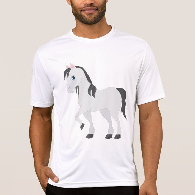 Camiseta Cute Gray Pony Cartoon Whimsical Horse (Frente)
