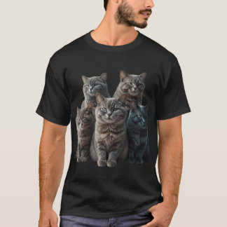 Camiseta Cute Gray Tabby Cats Family Portrait 