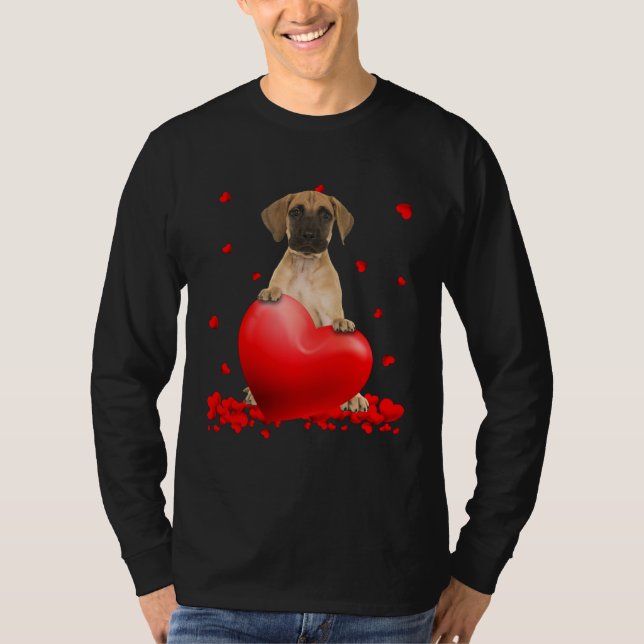 Camiseta Cute Great Dane Valentine Hearts  Dogs Hug Heart L (Frente)