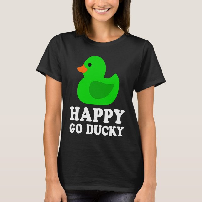 Camiseta Cute Green Rubber Duck Lover Lucky Go Ducky Funny  (Frente)