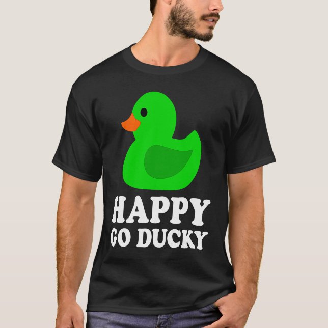 Camiseta Cute Green Rubber Duck Lover Lucky Go Ducky Funny  (Frente)