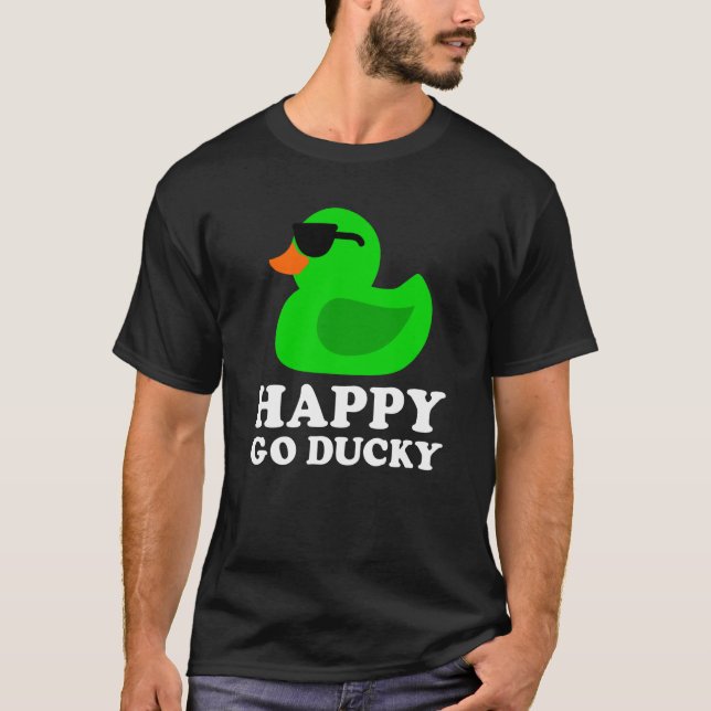 Camiseta Cute Green Rubber Duck Sunglasses Lucky Go Ducky   (Frente)