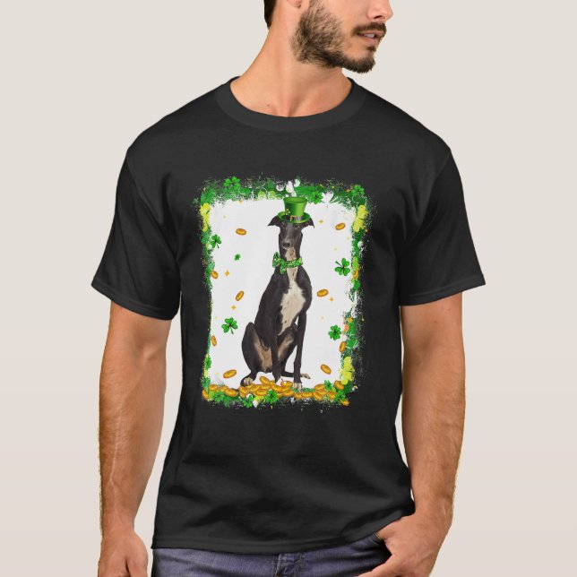 Camiseta Cute Greyhound Dog St Patricks Day Irish Shamrock (Frente)