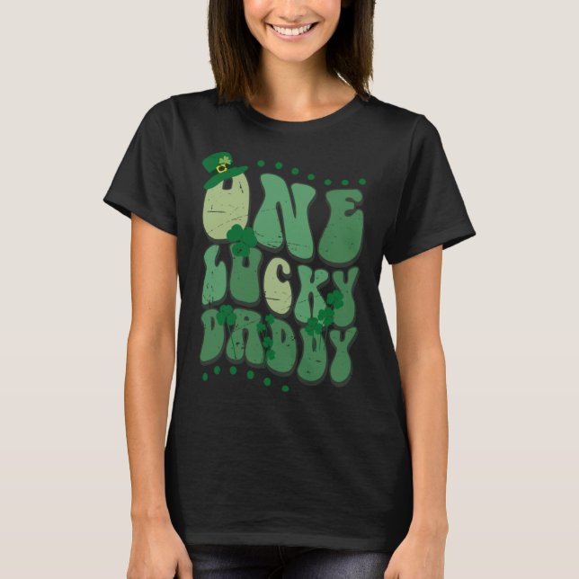 Camiseta Cute Groovy One Lucky Daddy Retro St Patrick's Day (Frente)