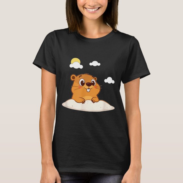 Camiseta Cute Groundhog On A Sunny Day  (Frente)