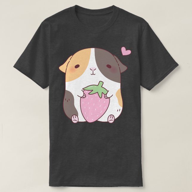 Camiseta Cute Guiné Pig ama morango (Frente do Design)