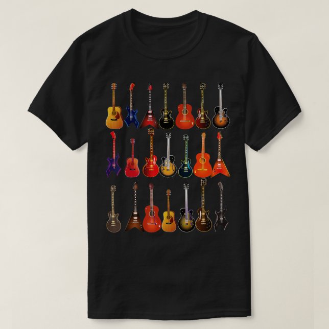Camiseta Cute Guitar Rock N Roll Musical Instruments  Gift  (Frente do Design)