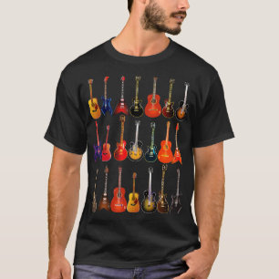 Camiseta Cute Guitar Rock N Roll Musical Instruments  Gift 