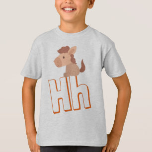 Camiseta Cute H Para Cavalo - Crianças Inglês ABCD Alfabeto