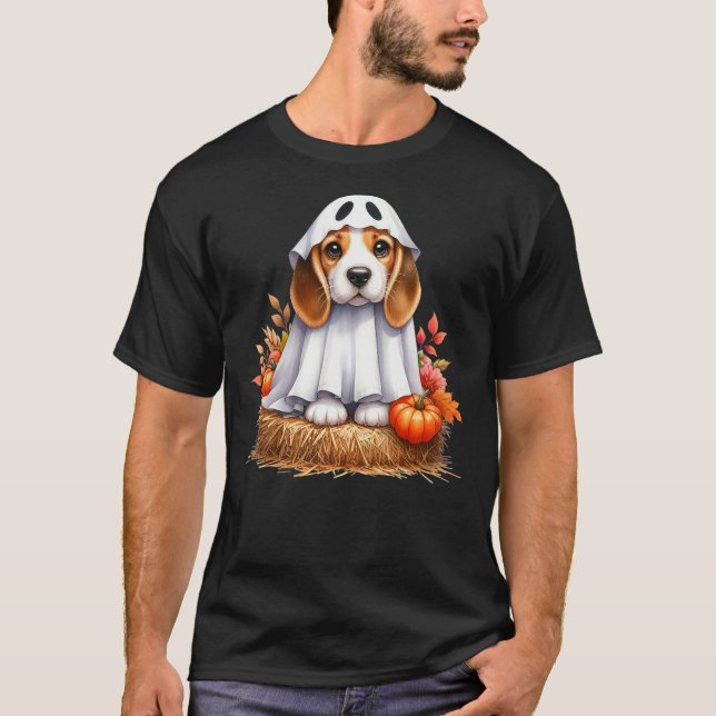 Camiseta Cute Halloween Beagle dog as ghost dog owner dogs (Frente)