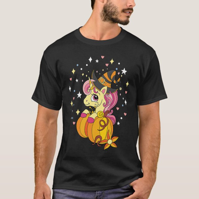 Camiseta Cute Halloween Costume Witchy Unicorn Halloween (Frente)
