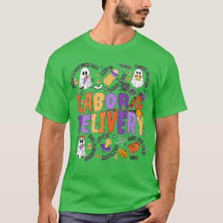 Camiseta Cute Halloween Enfermeira de Trabalho de Parto e P