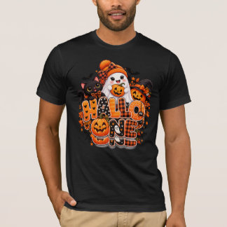 Camiseta Cute Halloween Ghost Pumpkin Black T-Shirt – Feliz