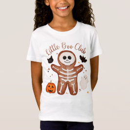 Camiseta Cute Halloween Gingerbread Esqueleto Little Boo 