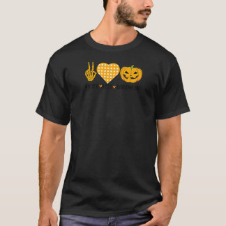 Camiseta Cute Halloween Paz Amor e Gnome Fall Meninas Crian