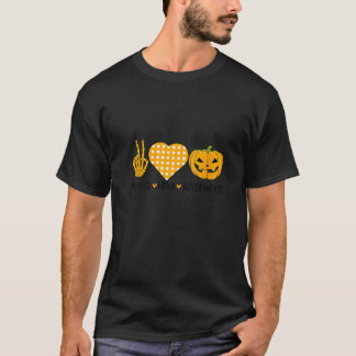 Camiseta Cute Halloween Paz Amor e Gnome Fall Meninas Crian