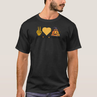 Camiseta Cute Halloween Paz Amor e Gnome Fall Meninas Crian