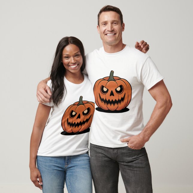 Camiseta Cute Halloween Pumpkin Couple T-Shirt (Unissex)