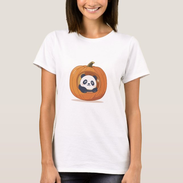 Camiseta Cute Halloween Pumpkin Panda (Frente)