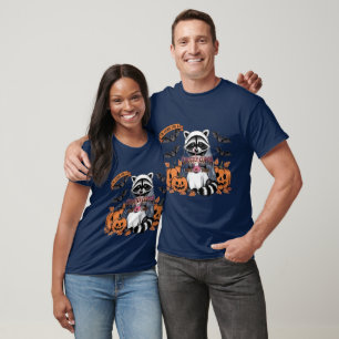Camiseta Cute Halloween Raccoon Fantasmagórico 