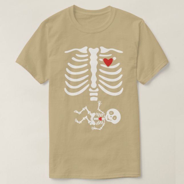 Camiseta Cute Halloween Skeleton Bone Pregnancy Announcemen (Frente do Design)