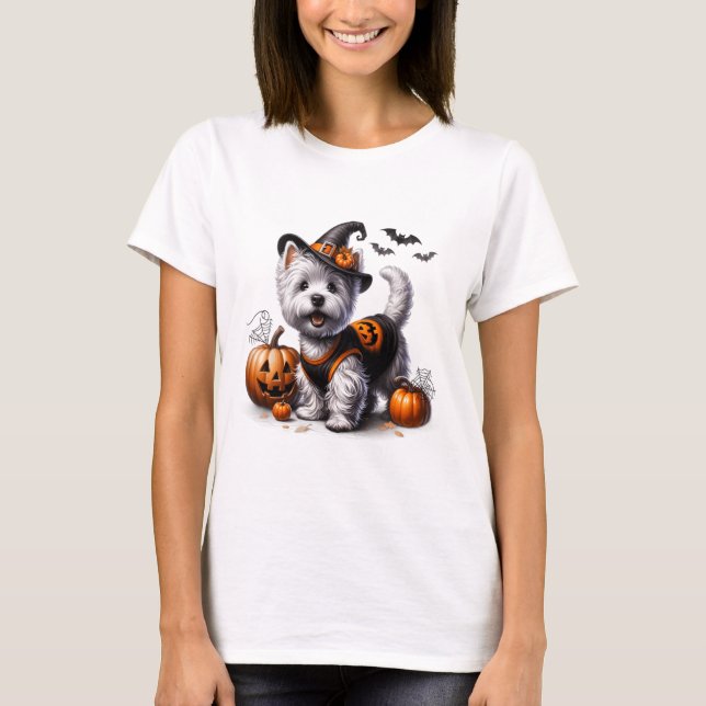 Camiseta Cute Halloween Westie Tee West Highland Terrier Do (Frente)