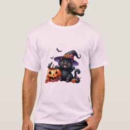Camiseta Cute Halloween Witch Cat & Pumpkin Friend 🐾🎃