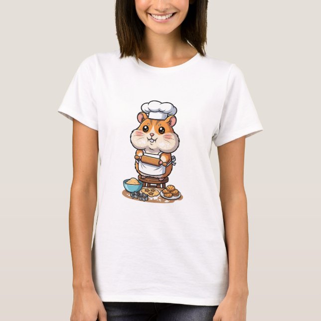 Camiseta Cute Hamster Chef Character Baking Cookies (Frente)