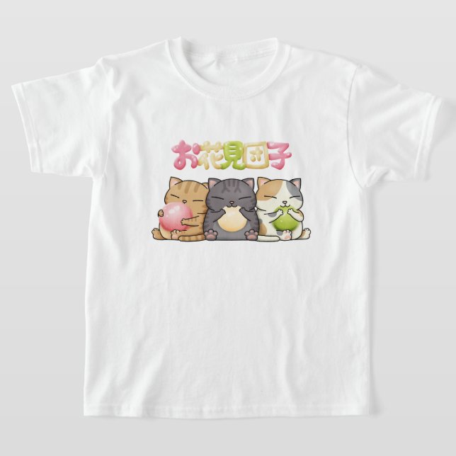 Camiseta Cute Hanami Dango Cat Trio (Postura )