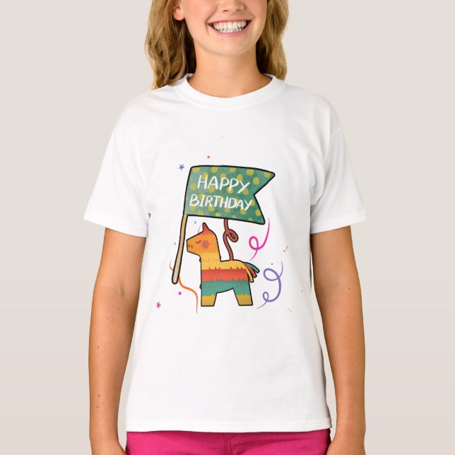Camiseta Cute Hand-Drawn Birthday  (Frente)