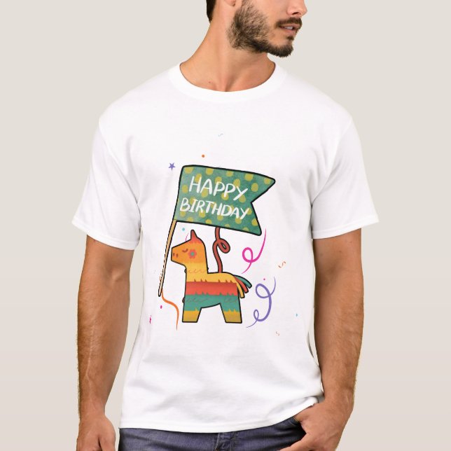 Camiseta Cute Hand-Drawn Birthday  (Frente)