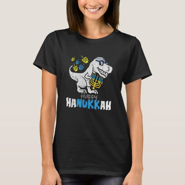 Camiseta Cute Hanukkah Rex Dinosaur Menorasaurus Chanukah B (Frente)
