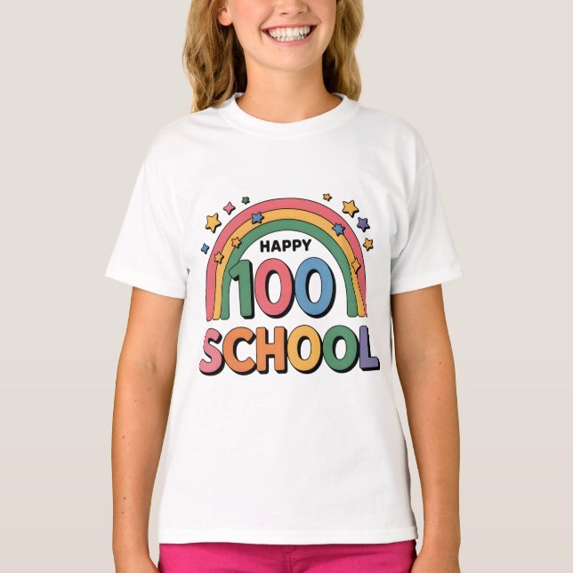 Camiseta Cute Happy 100 Dias de Escola (Frente)