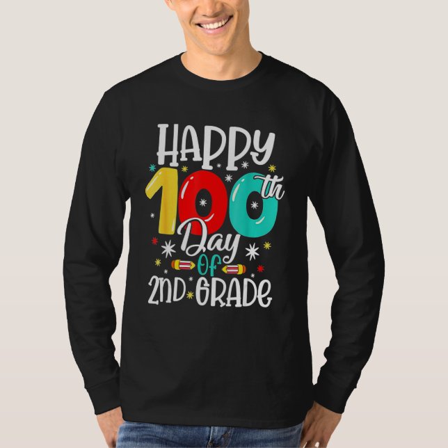 Camiseta Cute Happy 100th Day Of School Second 2nd Grade Bo (Frente)