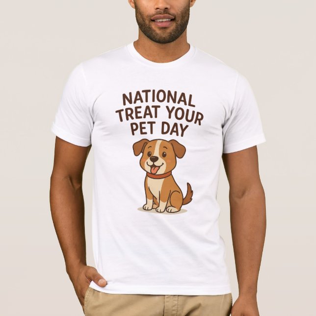Camiseta Cute Happy Dog Tee | National Treat Your Pet Day  (Frente)