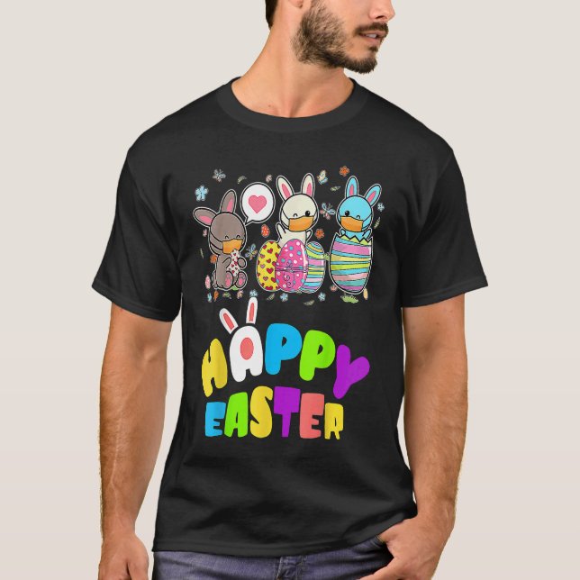 Camiseta Cute   Happy Easter Eggs Quarantine Bunnies (Frente)