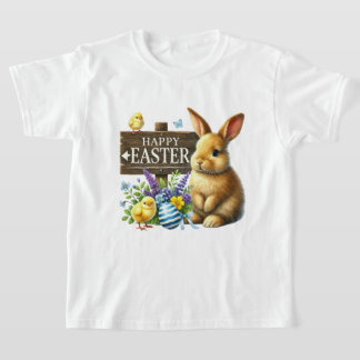 Camiseta Cute Happy Easter unisex kids bunny