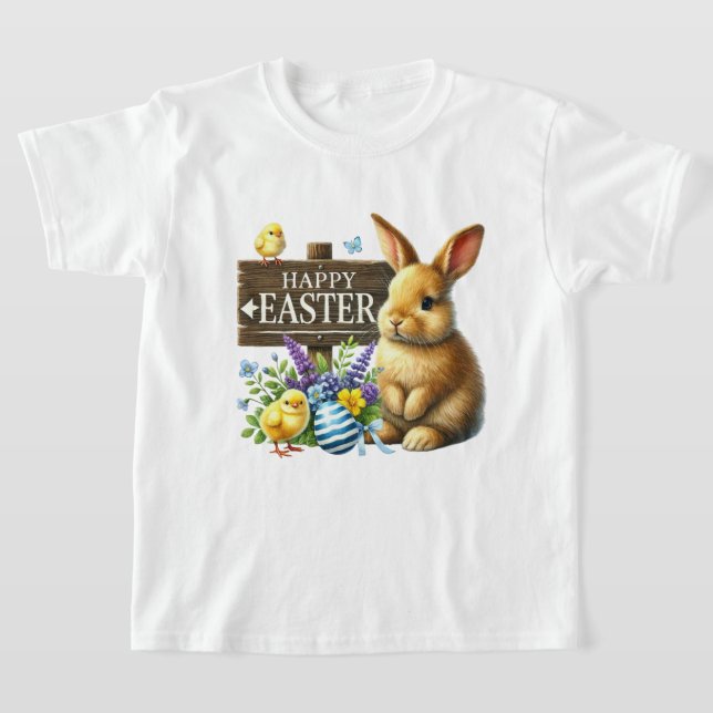 Camiseta Cute Happy Easter unisex kids bunny (Postura )