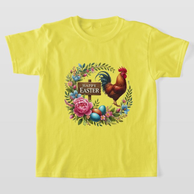 Camiseta Cute Happy Easter unisex kids rooster (Postura )