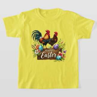 Camiseta Cute Happy Easter unisex kids roosters
