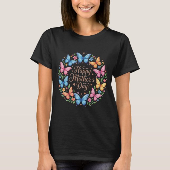 Camiseta Cute Happy Mother’s Day Butterfly Gift for Mom (Frente)