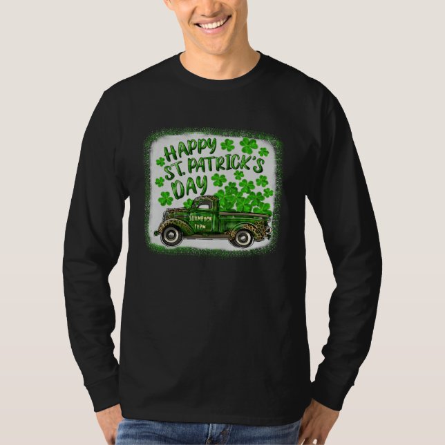 Camiseta Cute Happy St Patrick s Day Leopard Shamrock Farm  (Frente)