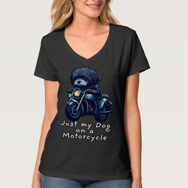 Camiseta Cute Havanese riding on a motorcycle Christmas (Frente)